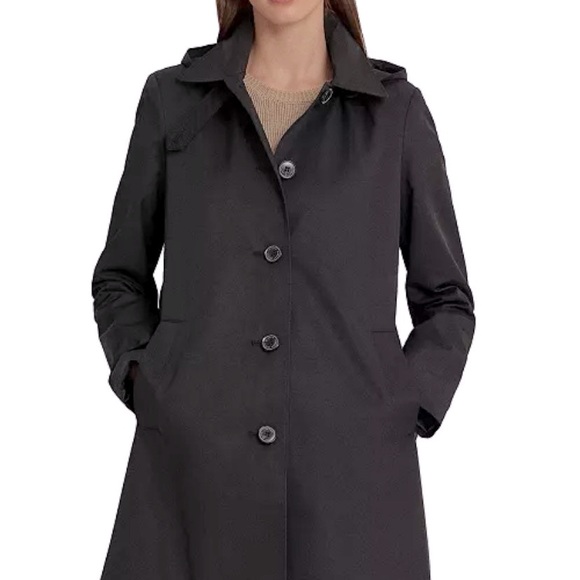 Liz Claiborne Jackets & Blazers - NWOT LIZ CLAIBORNE black hooded A-line trench coat 😍